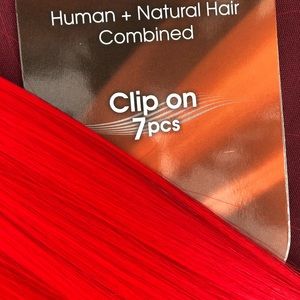 7 piece clip on Red Hair Extensions 18”